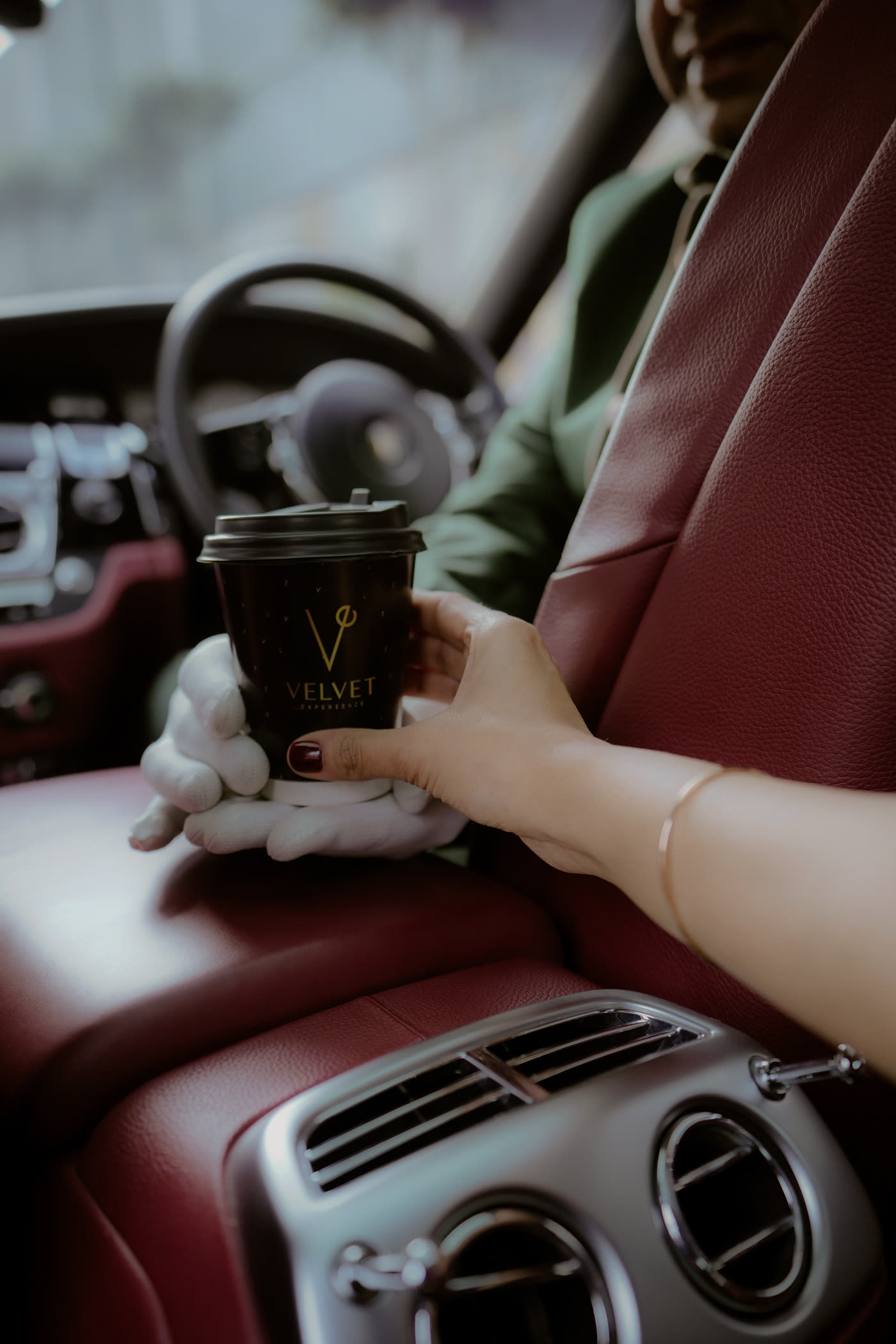 Velvet branded drink handed to passenger